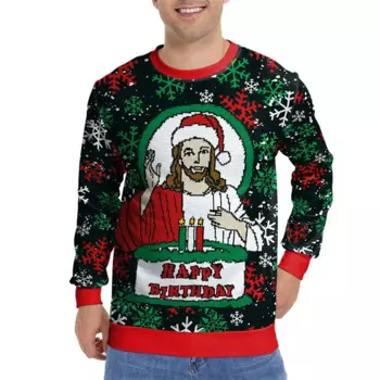 Мужские осенние толстовки с круглым вырезом и длинным рукавом, модные рождественские костюмы со снежинками и подарочным узором