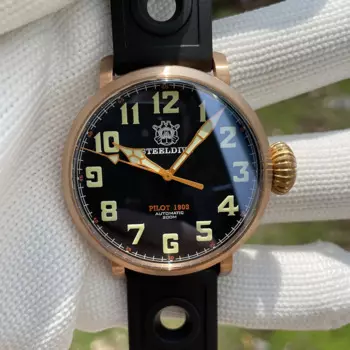 Мужские полностью автоматические механические бронзовые часы STEELDIVE SD1903S NH35, швейцарские супер светящиеся водонепроницаемые часы 20 бар