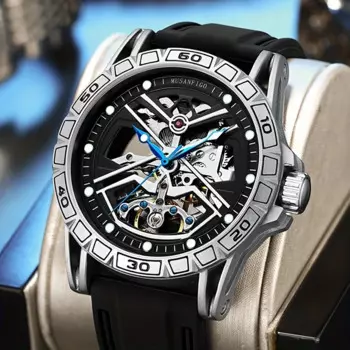Мужские полностью автоматические механические часы модные трендовые персонализированные двухсторонние светящиеся водонепроницаемые мужские часы в подарок