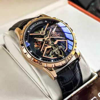 Мужские повседневные автоматические часы AOKULASIC часы скелетоны для бизнеса спорта мужские водонепроницаемые механические светящиеся военные наручные часы мужские часы