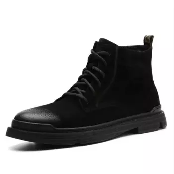 Мужские повседневные ковбойские ботинки, обувь из натуральной кожи для инструментов, ботильоны на шнуровке и платформе для пустыни, черные осенне-зимние ботильоны, мужские ботинки