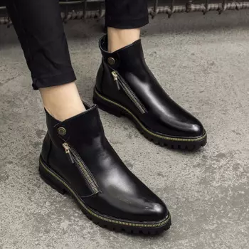 Мужские повседневные ковбойские ботинки в британском стиле, черные ботинки на платформе, Оригинальные кожаные ботинки, красивые мужские ботильоны на весну и осень