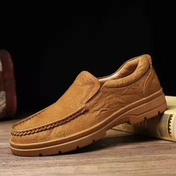 Мужские повседневные туфли из 100% натуральной воловьей кожи, большие размеры