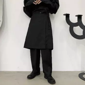 Мужские прямые брюки на весну и осень, новые индивидуальные модные повседневные брюки большого размера с имитацией двух сращиваний