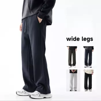 Мужские прямые брюки с поясом на резинке, 4 цвета