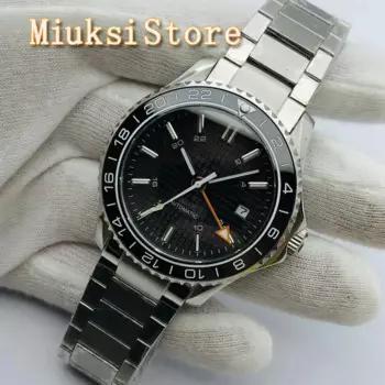 Мужские Роскошные асептические механические часы GMT металлический керамический ободок Дата водонепроницаемые мужские автоматические часы 41 мм