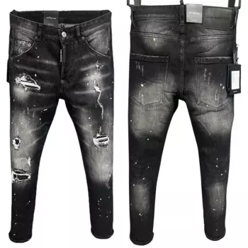 Мужские рваные джинсовые брюки, квадратной формы