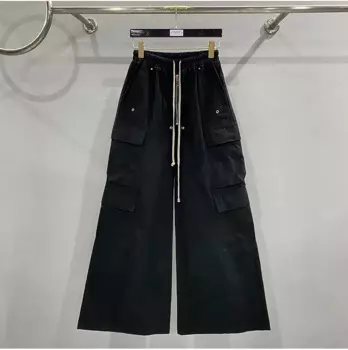 Мужские широкие черные брюки-карго hi street