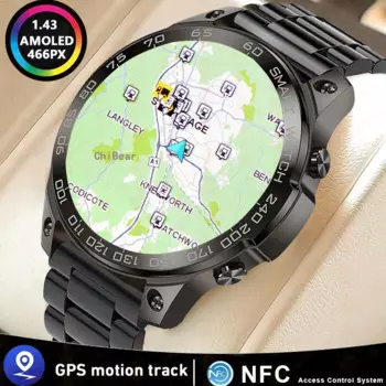 Мужские смарт-часы с GPS, Bluetooth, звонком, HD-экран, время всегда показывания, аккумулятор 400 мАч, 1,43 дюйма, AMOLED, IP68, водонепроницаемые спортивные Смарт-часы