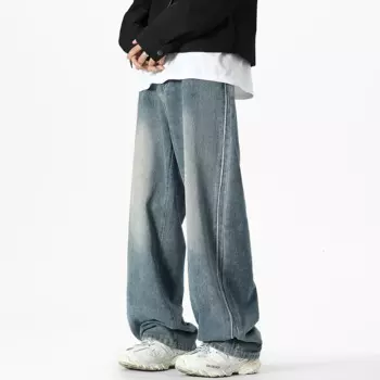 Мужские состаренные мешковатые брюки, зеленые брюки с эластичной талией, уличная одежда для мальчиков, студентов, Длинные мужские брюки большого размера в стиле хип-хоп