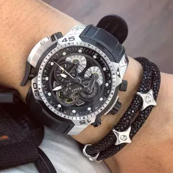 Мужские спортивные часы Reef Tiger/RT с сложным циферблатом, цвет розовое золото, чехол автоматические военные часы с резиновым ремешком RGA3503