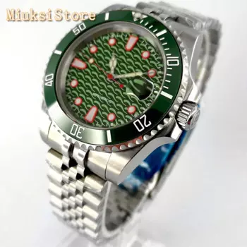 Мужские стерильные часы Bliger 40 мм, серебристые, зеркальные, сапфировое стекло, Керамическая рамка, светящийся Мужской Топ, Роскошные водонепроницаемые часы в подарок