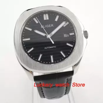 Мужские светящиеся часы с черным циферблатом, 39 мм