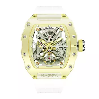 Мужские светящиеся часы-скелетоны Haofa, автоматические механические повседневные водонепроницаемые часы с кристаллами, 2203