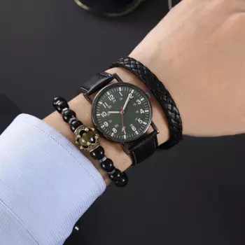 Мужские светящиеся наручные часы, мужские кварцевые часы с кожаным ремешком, повседневные мужские спортивные часы с круглым циферблатом, мужские часы