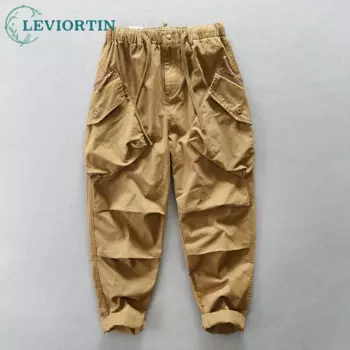 Мужские свободные брюки-джоггеры с большими карманами