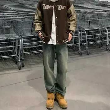 Мужские свободные ковбойские брюки с карманами, прямые брюки в Корейском стиле, осень 2024