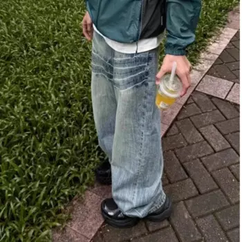 Мужские свободные прямые джинсы American Street в стиле хип-хоп