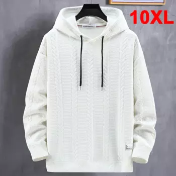 Мужские толстовки, модель 10XL, однотонная толстовка, свитшот с капюшоном на весну и осень, мужской пуловер большого размера 10XL, черный и белый цвета