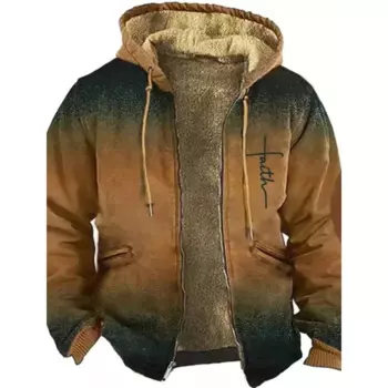 Мужские толстовки на молнии с принтом в полоску, Повседневная зимняя одежда, свитшот с длинным рукавом, повседневная куртка с капюшоном, верхняя одежда