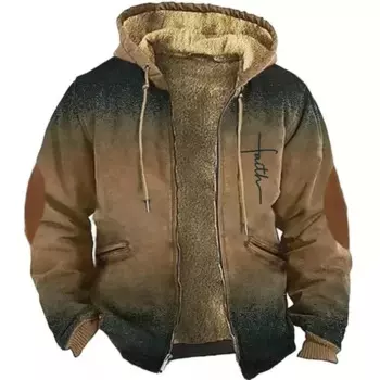 Мужские толстовки на молнии с принтом в полоску, Повседневная зимняя одежда, свитшот с длинным рукавом, повседневная куртка с капюшоном, верхняя одежда