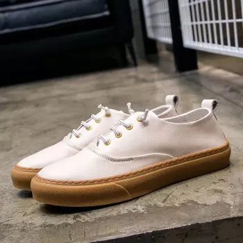 Мужские туфли из натуральной кожи на плоской подошве