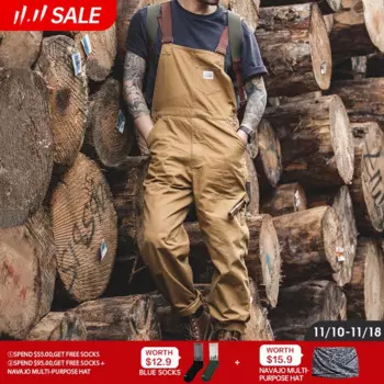 Мужские Винтажные прямые брюки-слинги с карманами