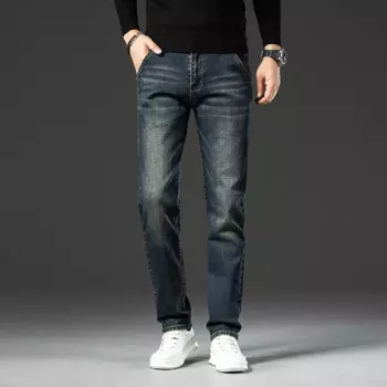 Мужские Винтажные прямые джинсы стрейч Осень-Зима Новые стили Модные ностальгические ретро желтые грязевые окрашенные джинсы для мужчин