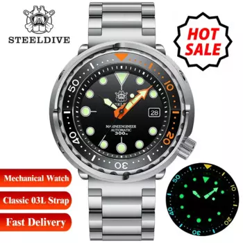 Мужские Водонепроницаемые механические часы STEELDIVE SD1975C, 30 бар