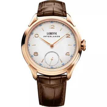 Мужские Водонепроницаемые механические наручные часы LOBINNI с ремешком из натуральной кожи, 50 м