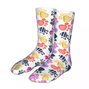 Мужские велосипедные цветные носки с принтом кошачьих лап и животных хлопковые компрессионные леопардовые женские мужские носки