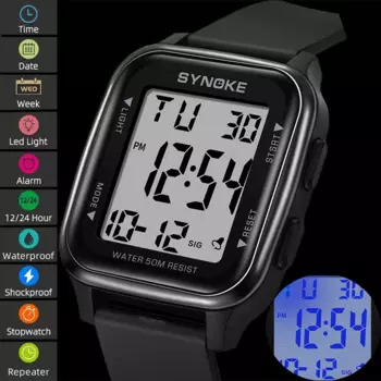 Мужские водонепроницаемые электронные часы с хронографом и ремешком из ПУ кожи