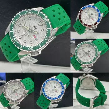 Мужские водонепроницаемые часы TUEDIX для плавания, 300 м, роскошные японские наручные часы NH36A с белым кольцом в главе, мужские часы с тропическим резиновым ремешком