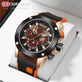 Мужские водонепроницаемые кварцевые часы с хронографом