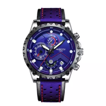 Мужские водонепроницаемые кварцевые часы с кожаным ремешком