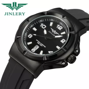 Мужские водонепроницаемые кварцевые часы с силиконовым ремешком, с календарем