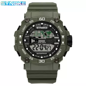 Мужские военные спортивные часы, мужские часы, цифровой хронограф, будильник, водонепроницаемые наручные часы 50 м, бренд SYNOKE