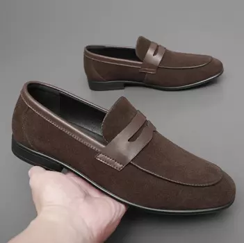 Мужские замшевые туфли с круглым носком, размеры 38-44