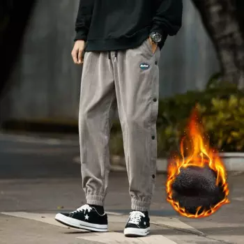 Мужские Зимние флисовые брюки, деловые брюки для бега с эластичным поясом, классические черные, белые и серые мужские повседневные брюки