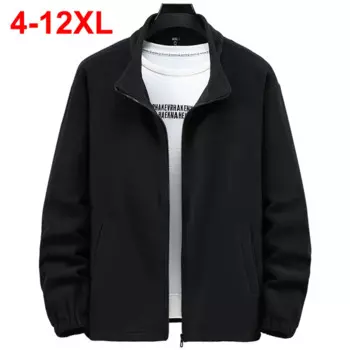 Мужские Зимние флисовые куртки, осенне-зимние пальто на молнии, Черная Женская куртка 12XL, Мужская Утепленная куртка, верхняя одежда 10XL