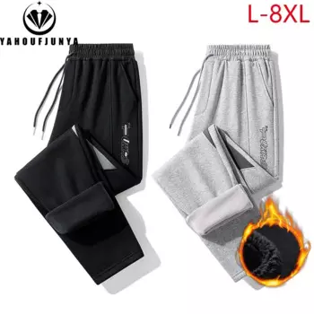 Мужские Зимние флисовые теплые тренировочные брюки 8XL, спортивные брюки, мужские повседневные Модные уличные Брендовые брюки-джоггеры на шнуровке, Мужской Топ