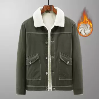 Мужские зимние куртки 2023, Мужская Флисовая утепленная куртка, парка, Мужская однотонная Повседневная Уличная одежда с шерстяной подкладкой, теплые куртки-бомберы