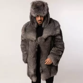 Мужские зимние куртки из натурального Лисьего меха, пальто из цельного Меха чернобурки, роскошная модная одежда из натурального Лисьего меха