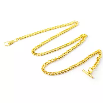 Мужские золотистые кварцевые часы с цепочкой, 65 см