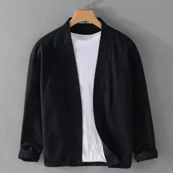 Мужское хлопковое льняное пальто VIP LINK 9841, Высококачественный Свободный Повседневный Кардиган, куртка