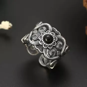 Мужское и женское кольцо из серебра 925 пробы с орнаментом