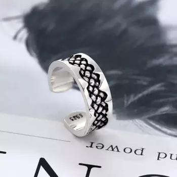 Мужское и женское кольцо из серебра 925 пробы с метеоритом