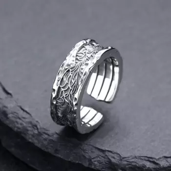 Мужское и женское кольцо из серебра 925 пробы с метеоритом