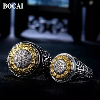 Мужское и женское кольцо из серебра 100% пробы с регулируемым вращением