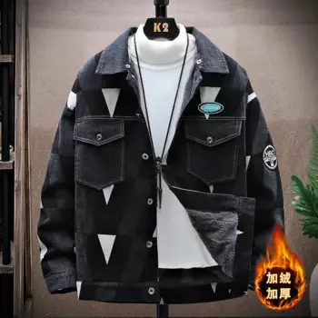 Мужское кашемировое джинсовое пальто, индивидуальное Трендовое Мужское пальто в стиле пэчворк, модная теплая джинсовая куртка на осень и зиму